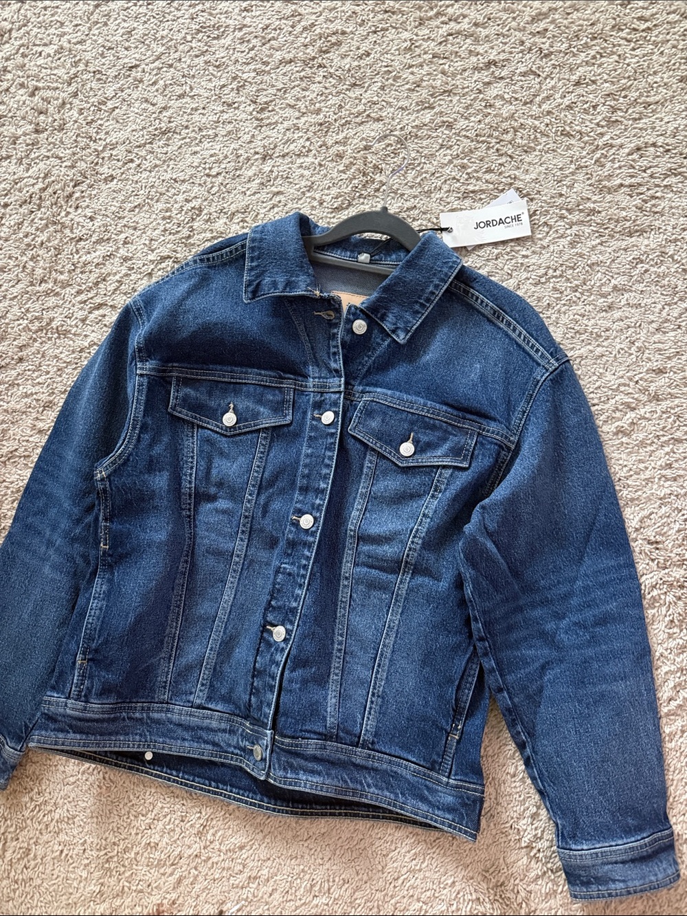 Jordache Indigo Blue Denim Jacket with Silver Buttons